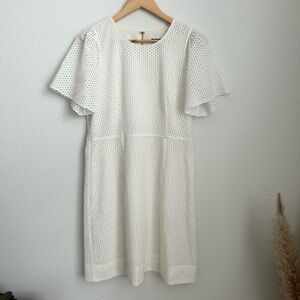 J.Crew Flutter Sleeve White Eyelet Dress - Size 8